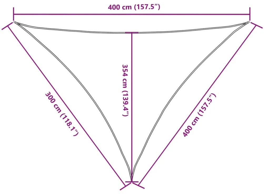 Para-sol estilo vela tecido oxford triangular 3x4x4 m castanho