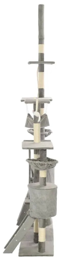 Árvore p/ gatos c/ postes arranhadores sisal 230-250cm cinzento