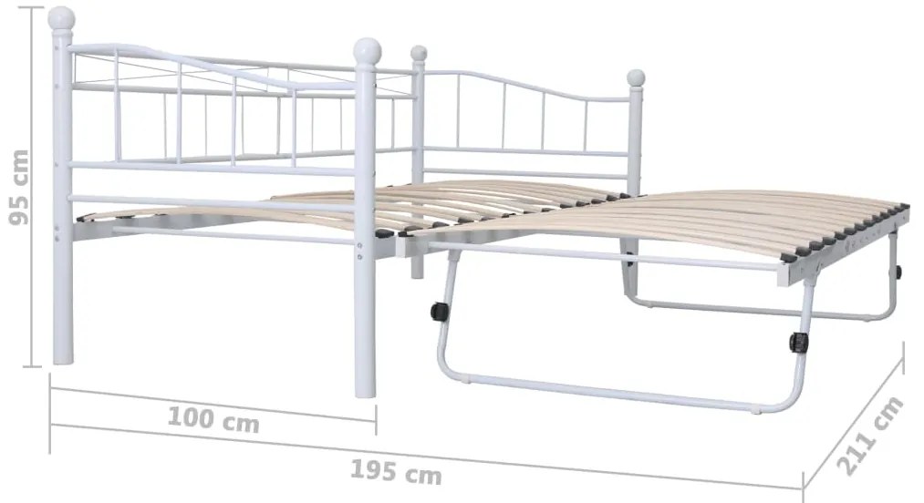 Estrutura de cama em aço 180x200/90x200 cm branco