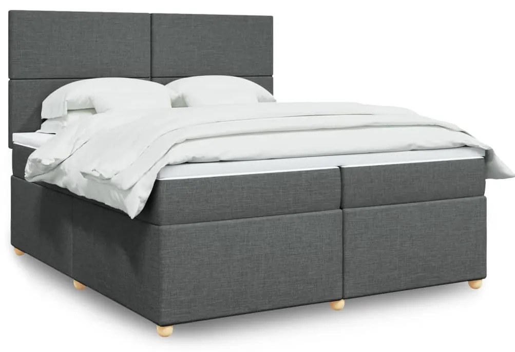vidaXL Cama com molas/colchão 200x200 cm tecido cinzento-escuro