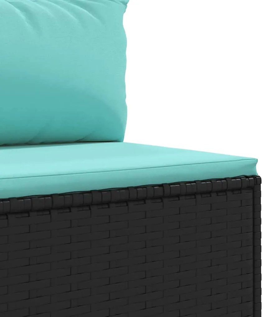 7 pcs conjunto de sofás p/ jardim c/ almofadões vime PE preto
