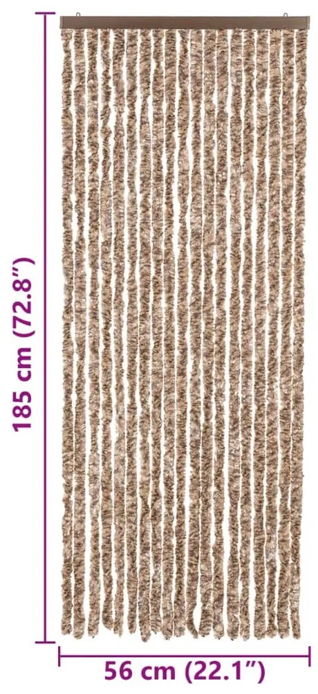 Cortina anti-insetos 56x185 cm chenille bege e castanho-escuro