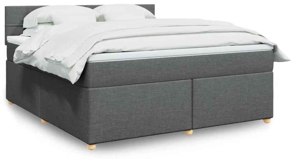vidaXL Cama com molas/colchão 180x200 cm tecido cinzento-escuro
