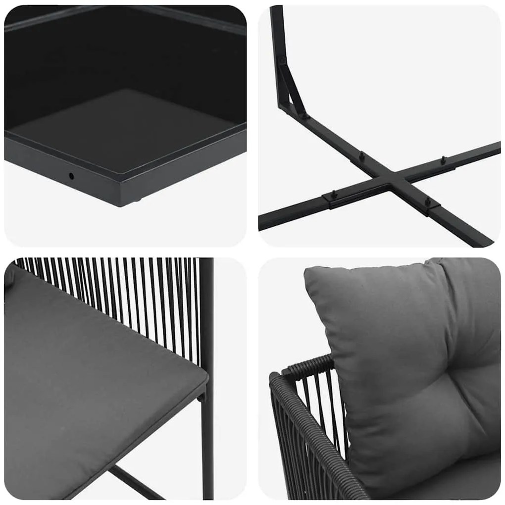 Conjunto de Jantar de Jardim vidaXL com 18 Peças e Almofadas em Aço e