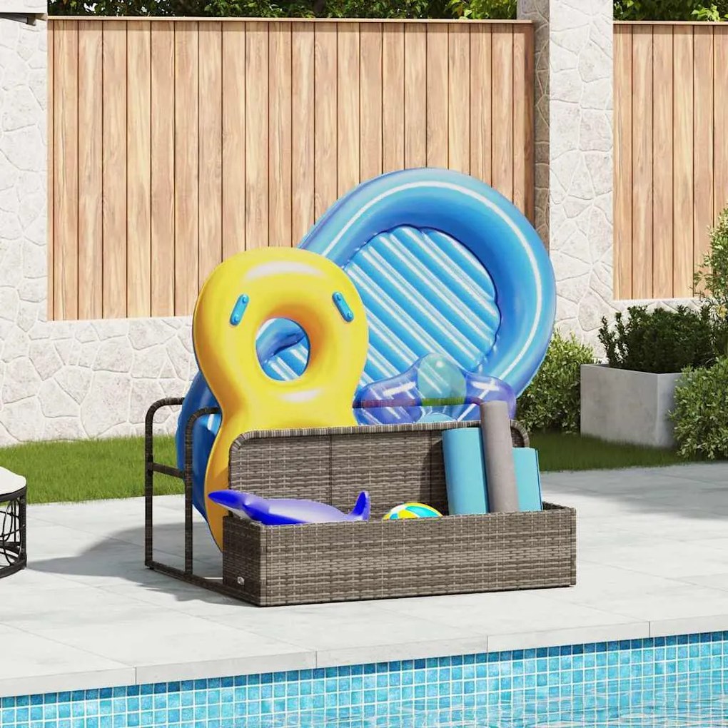 vidaXL Armazenamento de bóias junto à piscina 110x100x57 cm vime PE