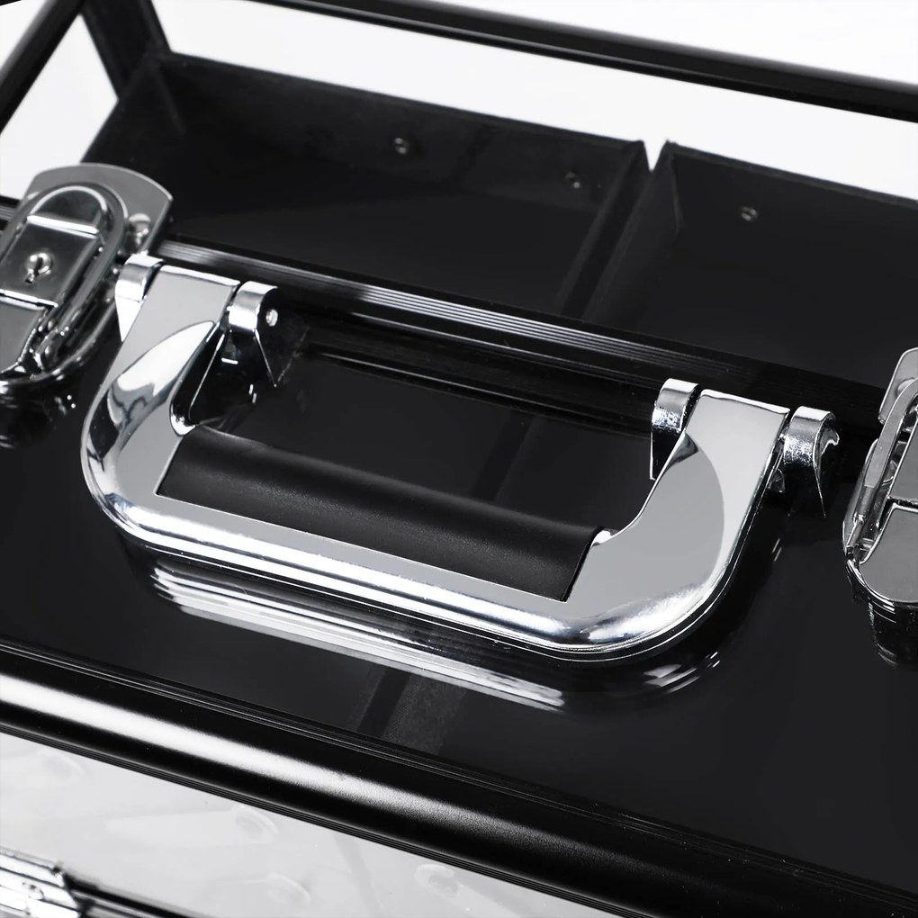 Mala de cosméticos 30 x 23,5 x 20 cm preta e transparente