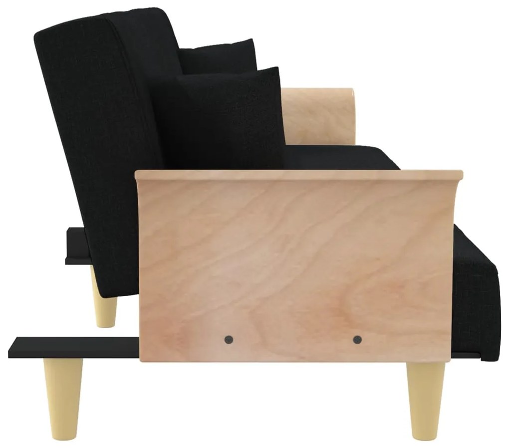 Sofá-cama com apoio de braços tecido preto