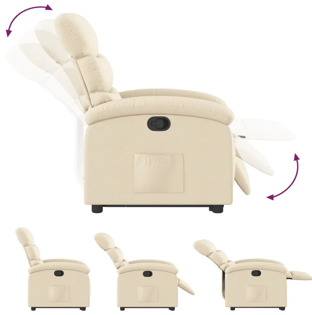 Poltrona reclinável elevatória tecido cor creme