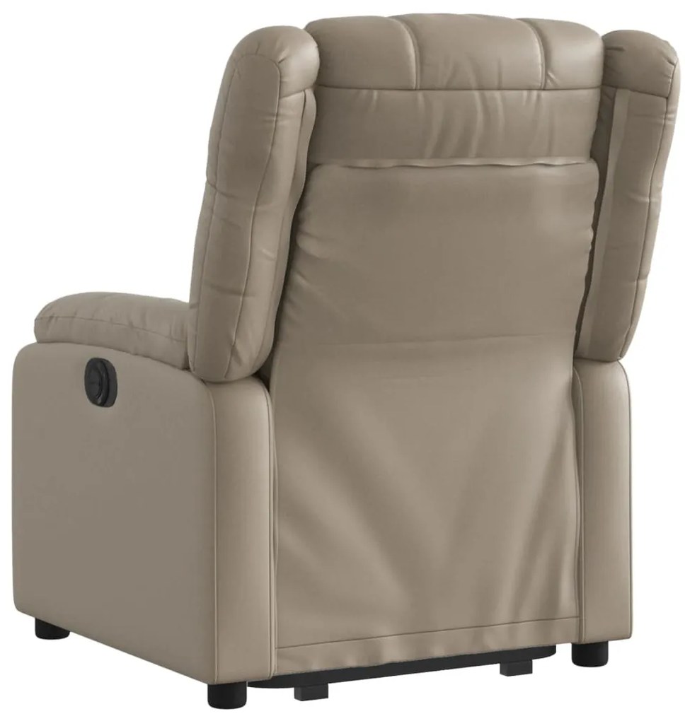 Poltrona reclinável elevatória couro artificial cor cappuccino
