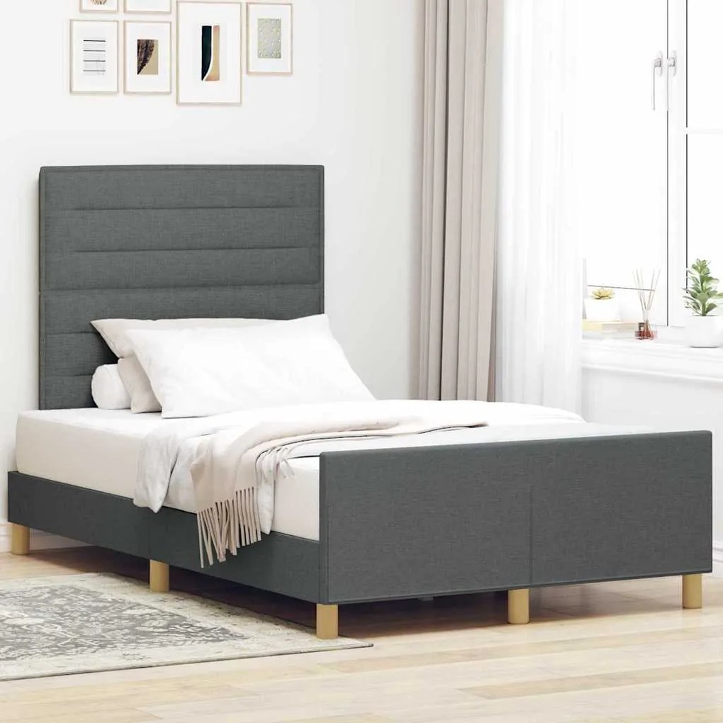 Estrutura de Cama vidaXL Cinza Escuro 120x200 cm Tecido