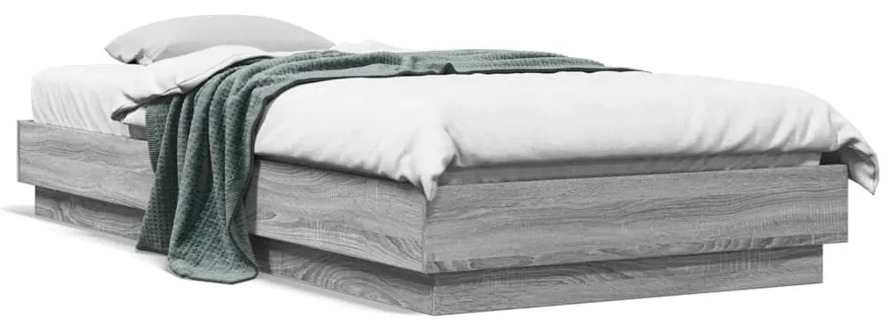 vidaXL Estrutura de cama com luzes LED 100x200 cm cinzento sonoma