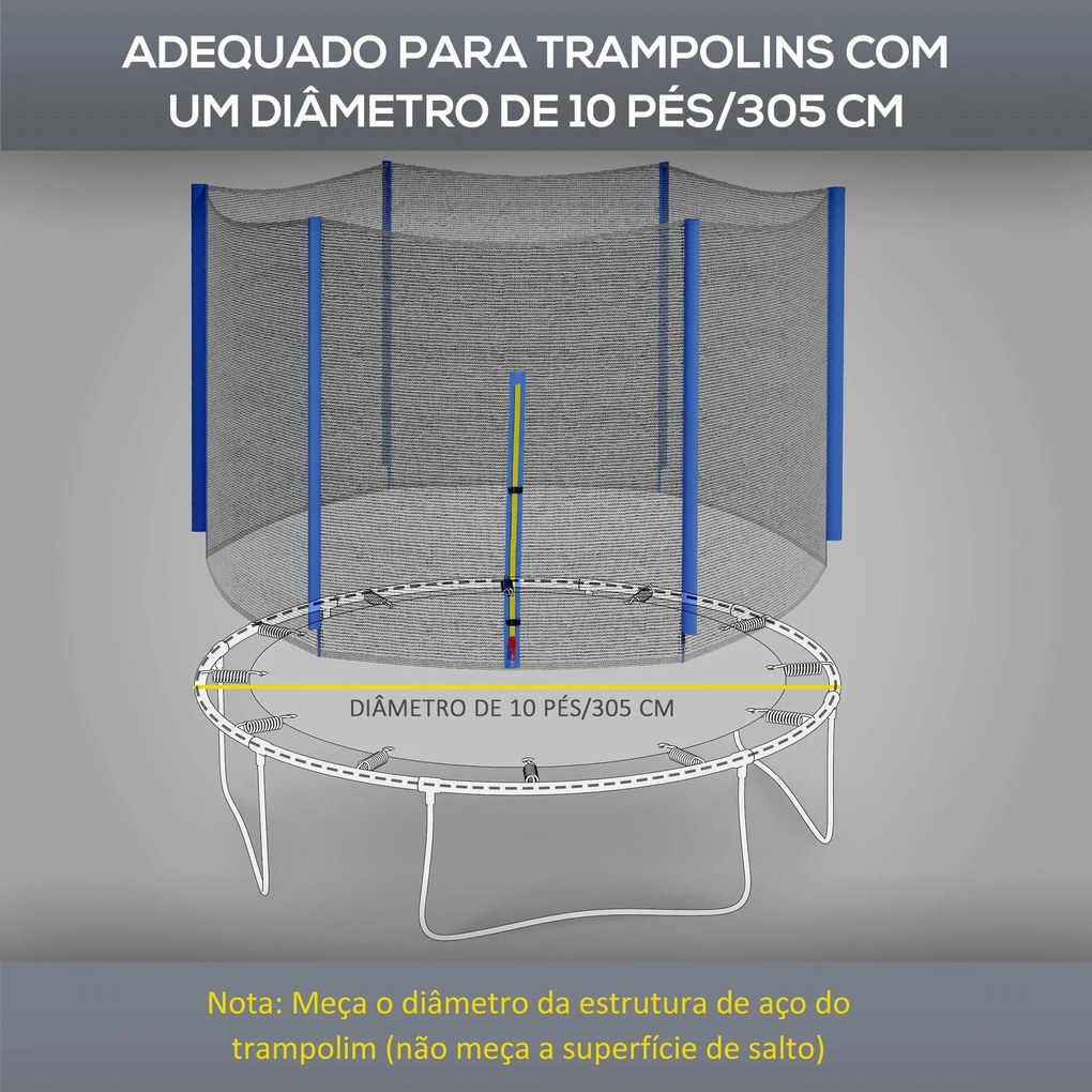 SPORTNOW Rede de Segurança para Trampolim Ø305 cm Rede de Substituição