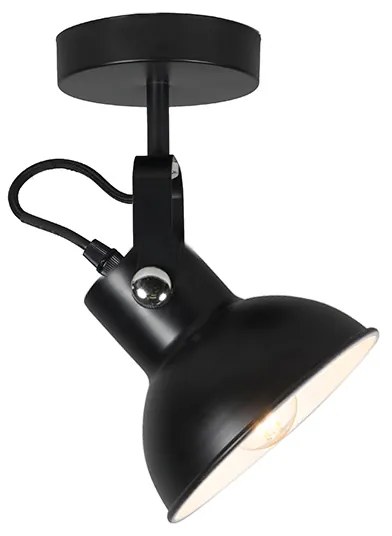 Luminária de parede e teto industrial preta inclinável - Guida