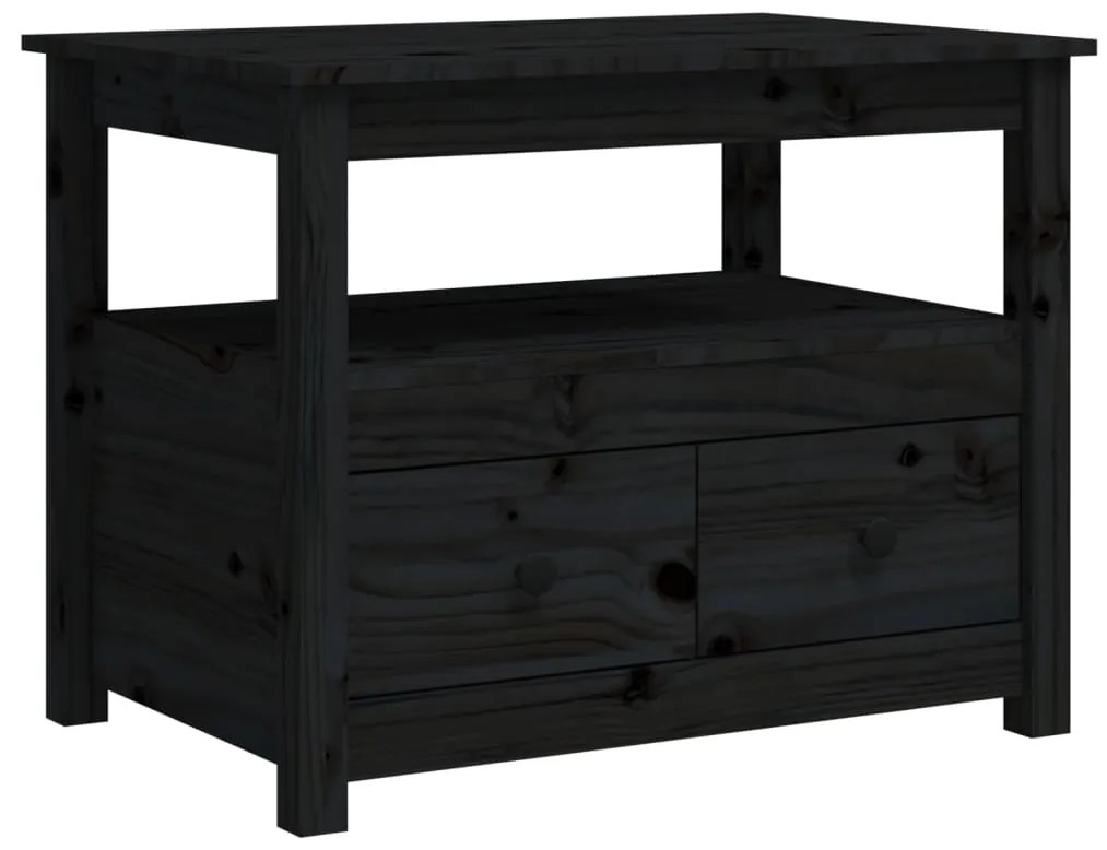 Mesa de centro 71x49x55 cm pinho maciço preto