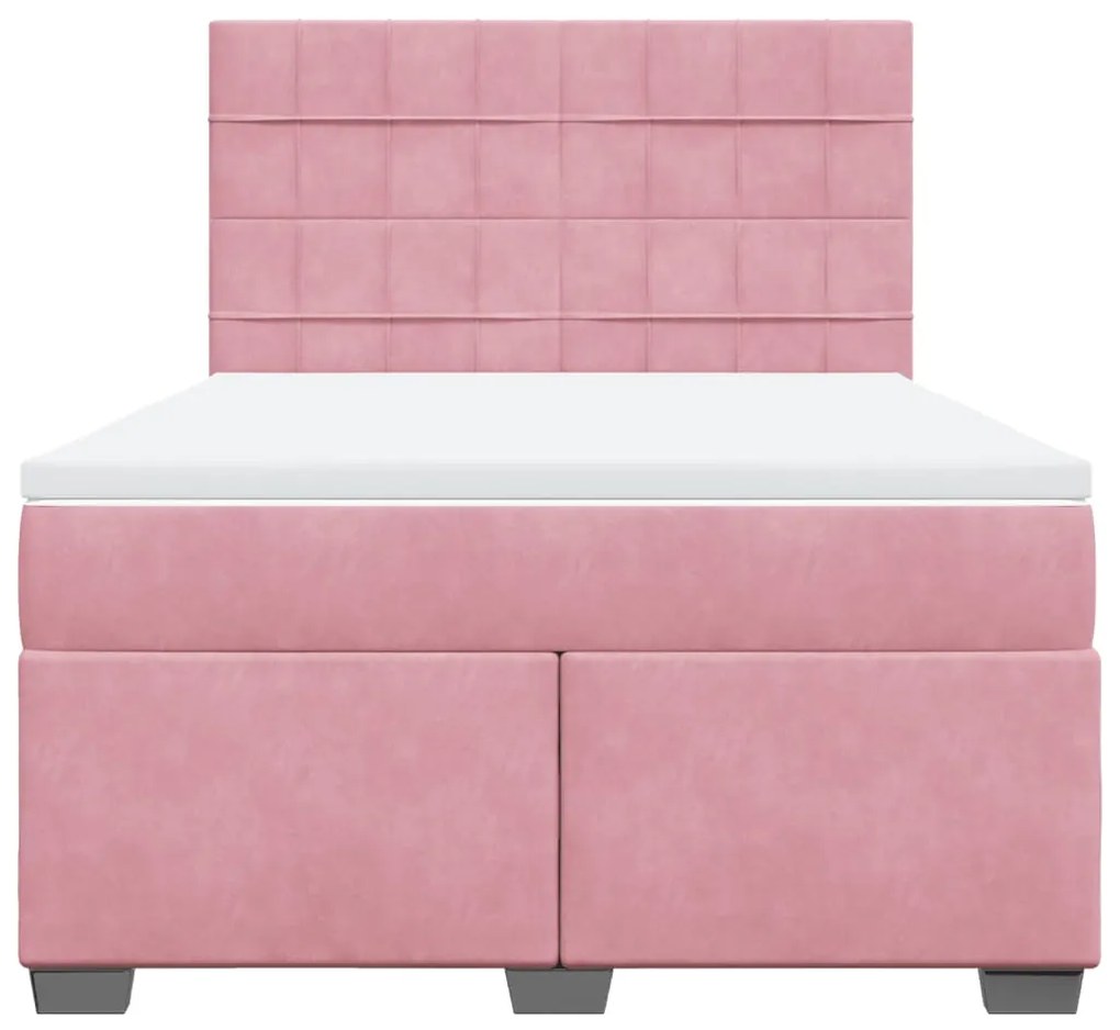 Cama com molas/colchão 140x200 cm veludo rosa