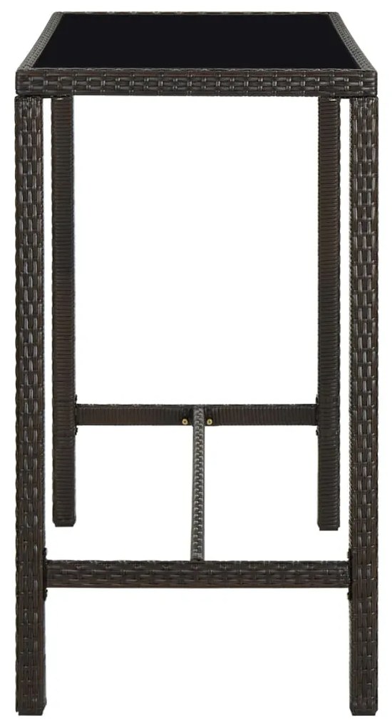 5 pcs conjunto de bar para jardim vime PE castanho