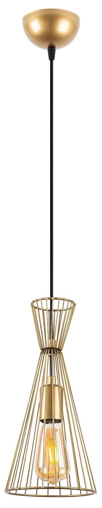 Candeeiro Suspenso Teltom – Dourado Brilhante – 15 x 15 x 125 cm