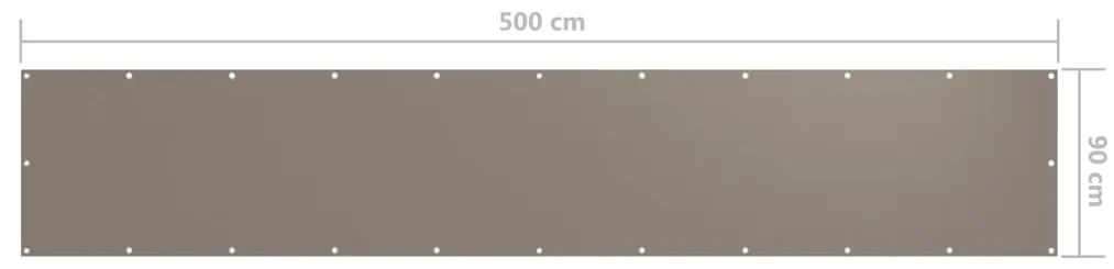 Tela de varanda 90x500 cm tecido Oxford cinzento-acastanhado