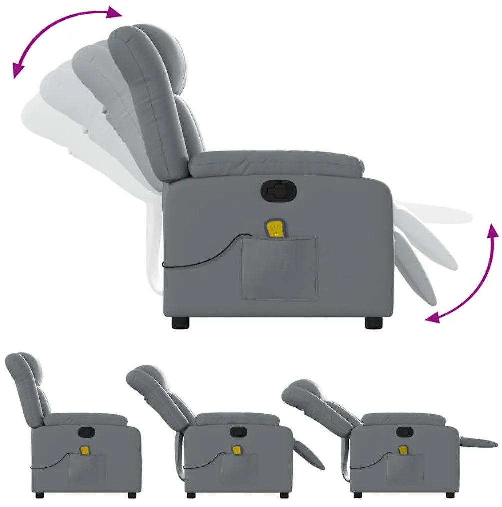 Poltrona de massagens reclinável couro artificial cinzento
