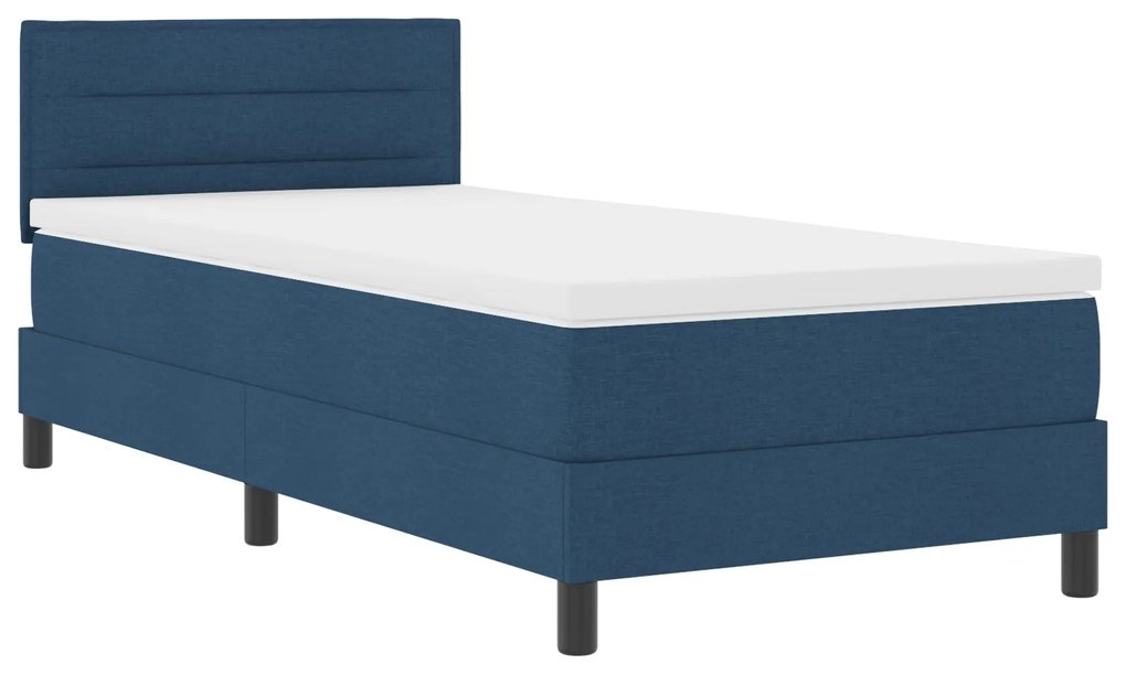 Cama Box Spring com Colchão Azul 90x200 cm Tecido