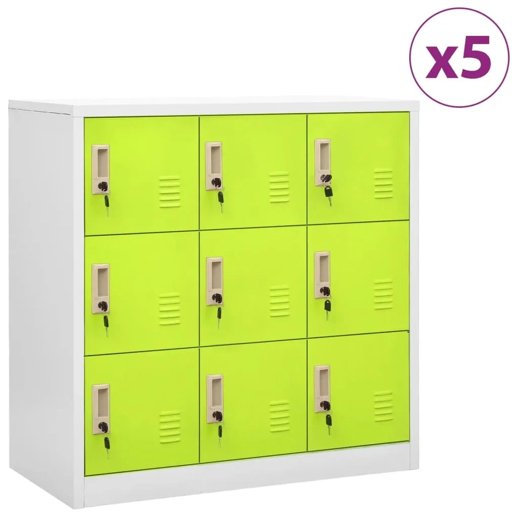 vidaXL Cacifos 5 pcs 90x45x92,5 cm aço cinzento-claro e verde