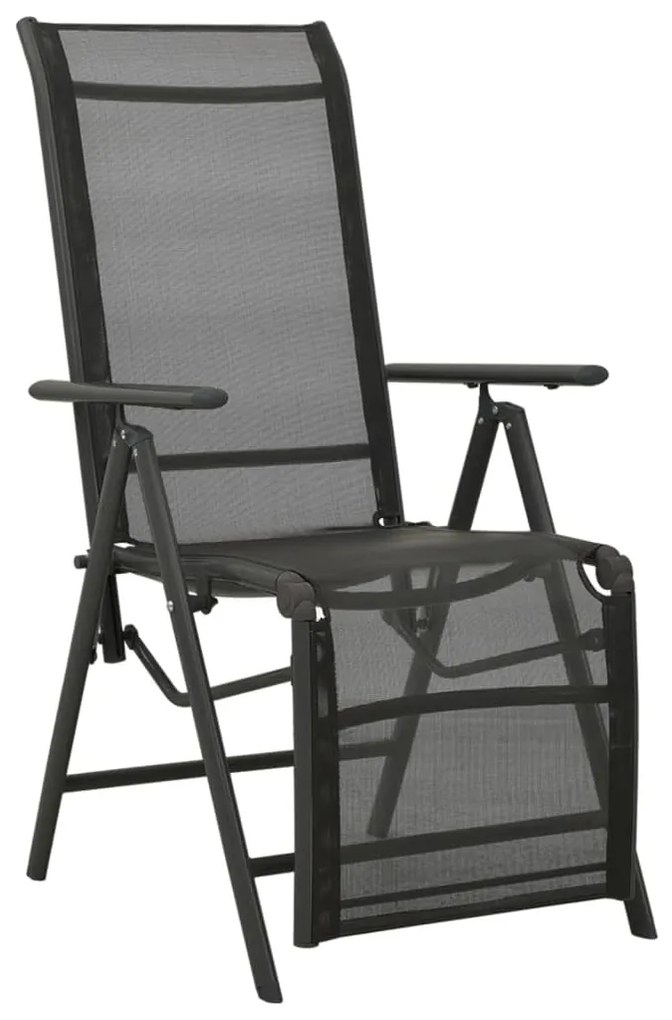Cadeiras de jardim reclináveis 2 pcs textilene e alumínio preto