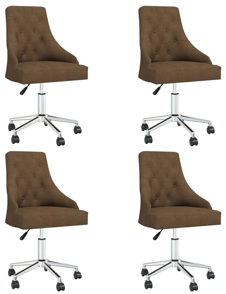 vidaXL Cadeiras de jantar giratórias 4 pcs tecido castanho