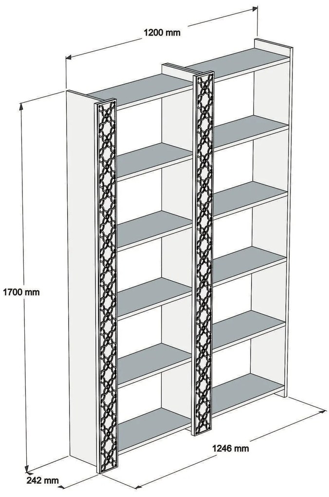 Estante City – Nogueira – 124,6 x 170 x 24,2 cm