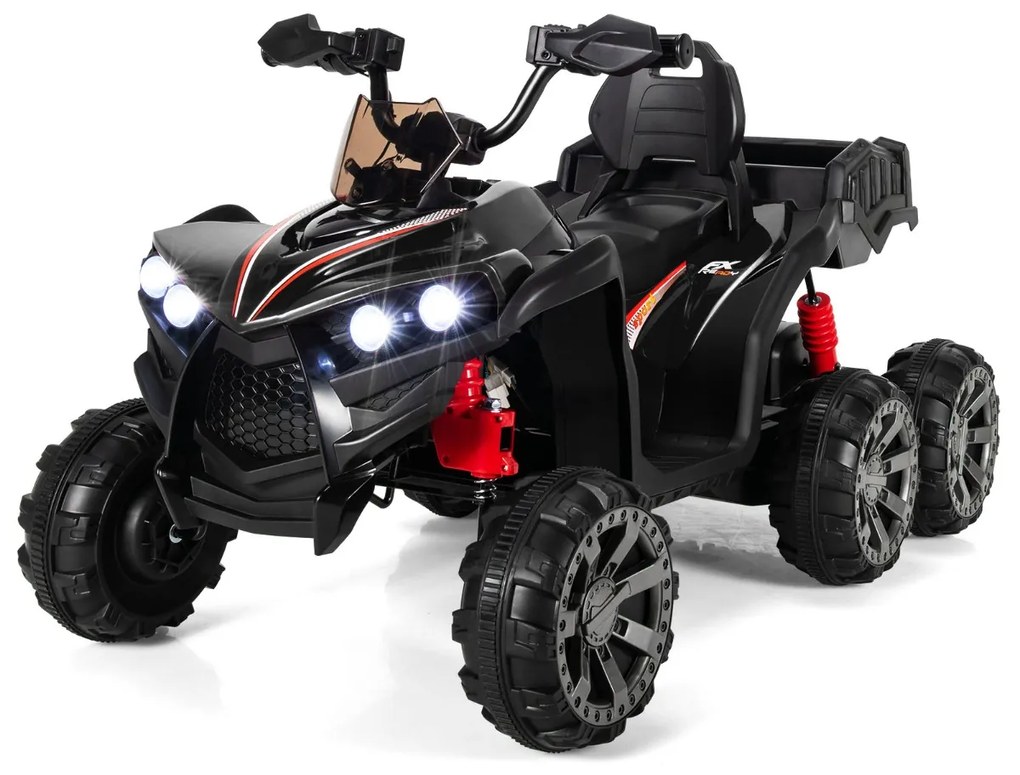Moto 4 Elétrico Infantil com 6 Rodas para Crianças com Luzes LED USB Integradas 129 x 69 x 72 cm Preto