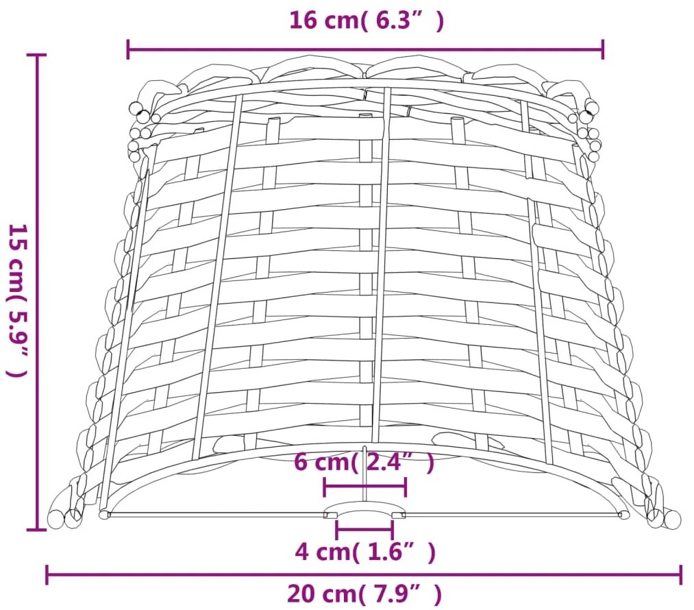Abajur Ø20x15 cm vime castanho