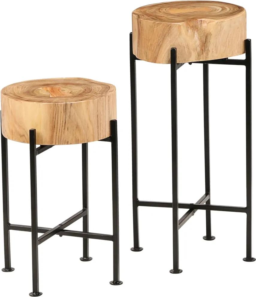 Conjunto mesas de apoio 2 pcs madeira de acácia maciça