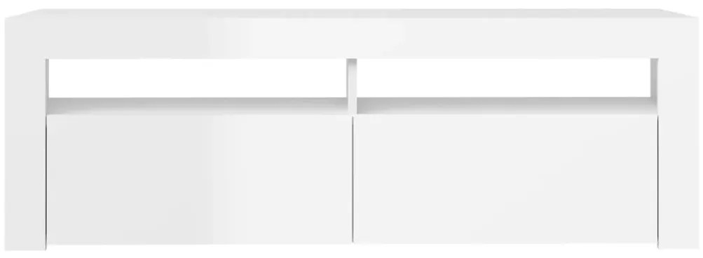 Móvel de TV com luzes LED 120x35x40 cm branco brilhante