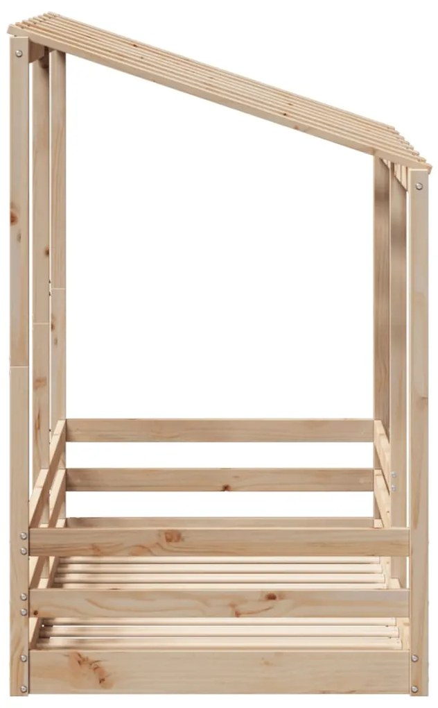 Cama infantil com telhado 80x160 cm madeira de pinho maciça