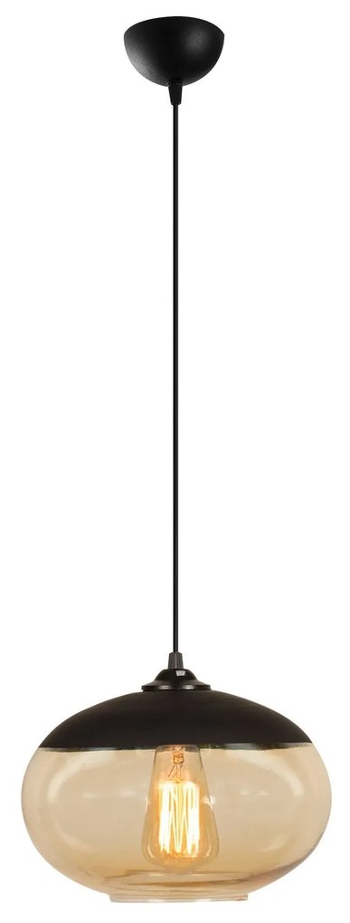 Candeeiro de Teto Camini – Preto e Mel – Diâmetro 25 cm, Altura 113 cm