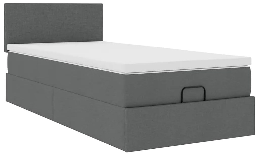 Cama Otomana com colchão & LEDs 80x200cm tecido cinza-escuro