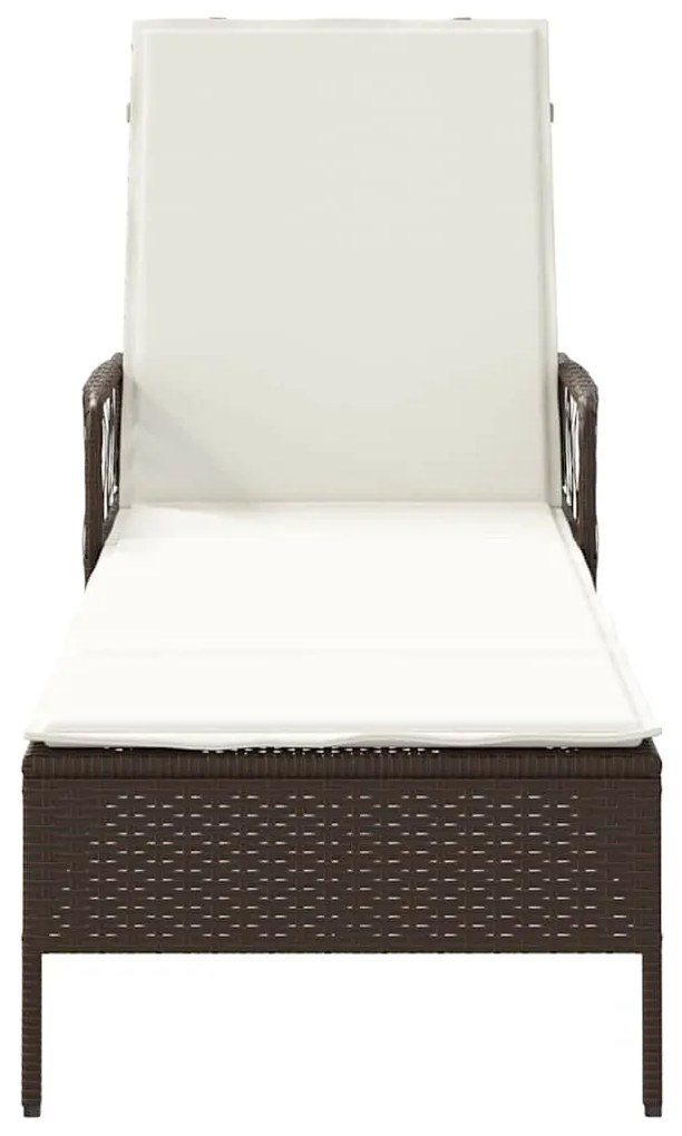 Espreguiçadeira Marrom e branco creme Vime PE 157 x 55 x 92 cm
