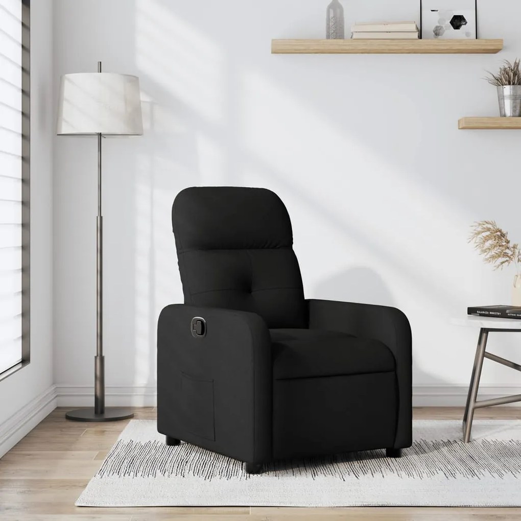 vidaXL Poltrona reclinável tecido preto
