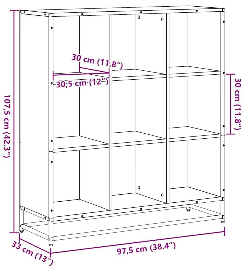Estante 97,5x33x107,5 cm derivados madeira/metal cinza sonoma