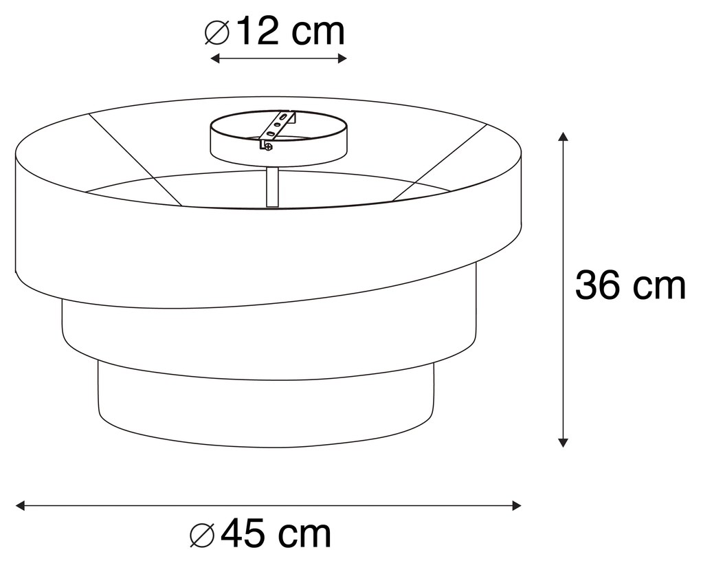 Candeeiro de tecto moderno preto 45 cm 3 luzes - Drum Trio Moderno