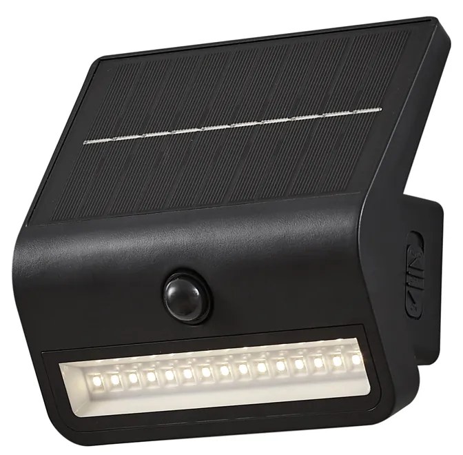 Luminária de parede exterior preta com LED IP54 com sensor de movimento solar - Floody Moderno