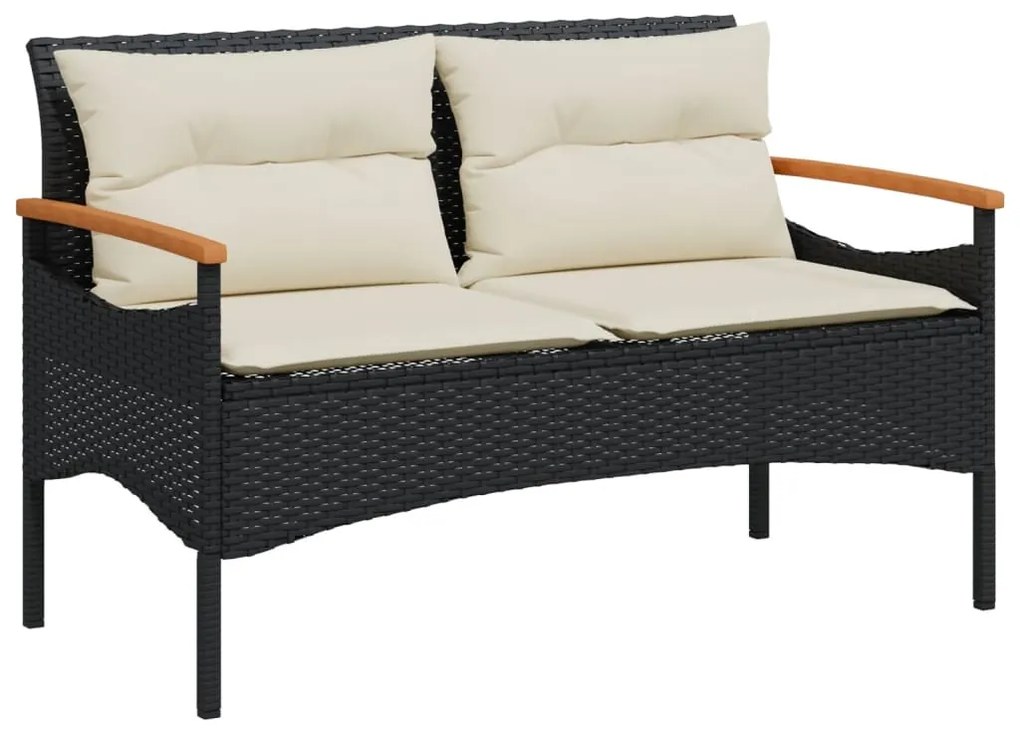 4 pcs conjunto de sofás para jardim c/ almofadões vime PE preto