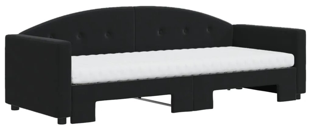 Sofá-cama com gavetão e colchões 80x200 cm veludo preto