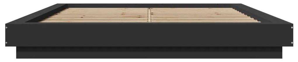 Estrutura cama c/ luzes LED 160x200 cm derivados madeira preto