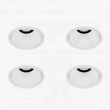 Pack De 4 Downlights Led Embutidos Com Molduras Redondas Ø8 Cm Em Alumínio Luisiana Branco & Branco Frio 4000k & 8 W & 38º - Sklum