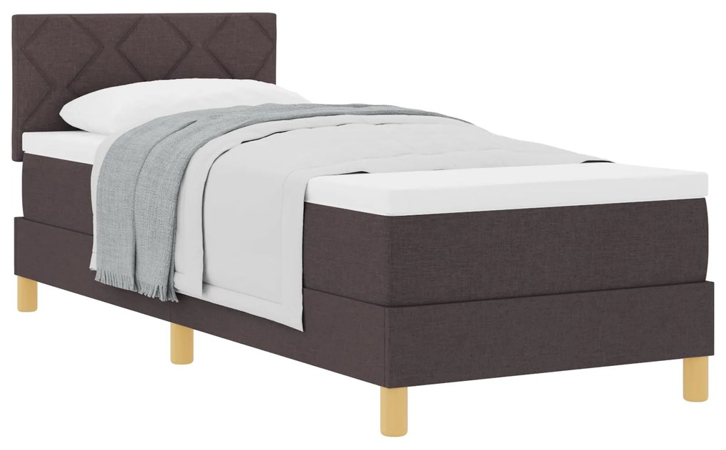 Cama Box Spring com Colchão Castanho Escuro 80x200 cm Tecido