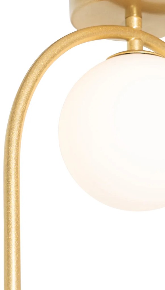 Candeeiro de teto Art Deco dourado com vidro branco - Isabella