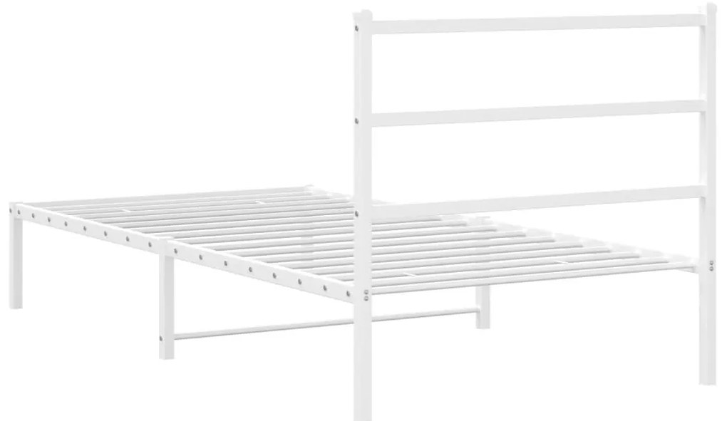 Estrutura de cama em metal com cabeceira 107x203 cm branco