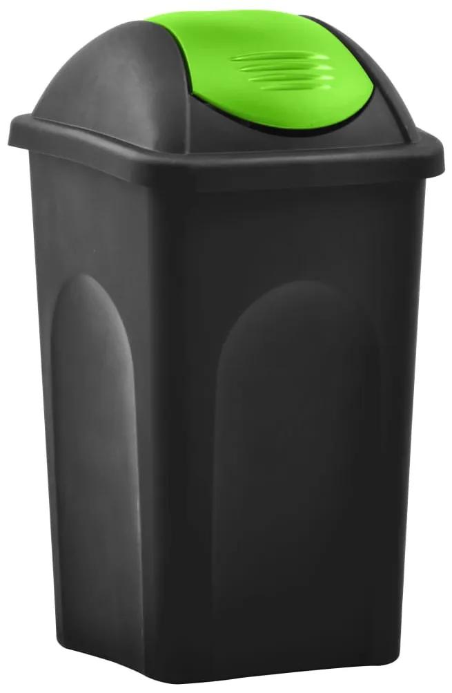 Caixote do lixo com tampa basculante 60 L preto e verde
