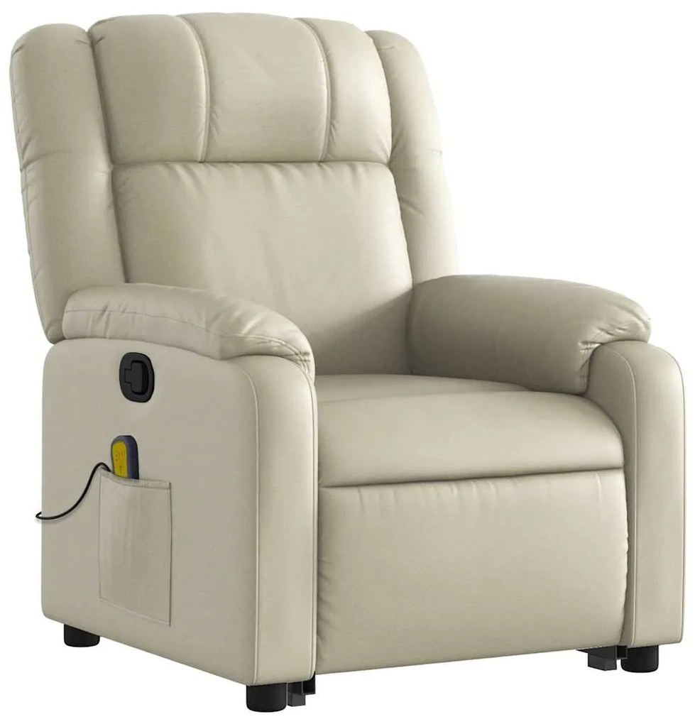 Poltrona reclinável de massagens couro artificial cor creme