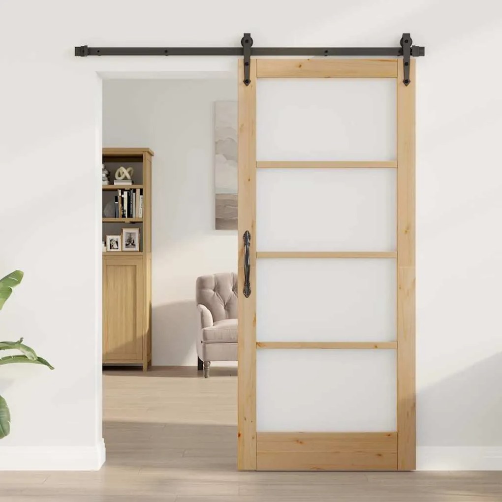 vidaXL Porta Interna com Vidro Castanho 86 x 198.5 cm